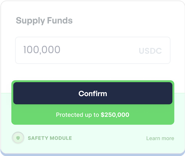 An image of the a ui featuring a green 'protected up to $250,000 badge